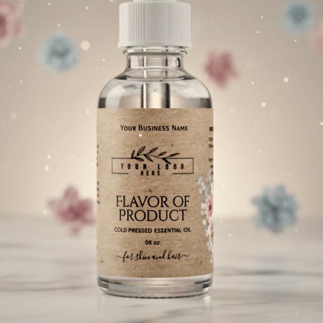 Floral krafat & Logo Essenzielle Öl Flasche Etiket (Von Creator hochgeladen)