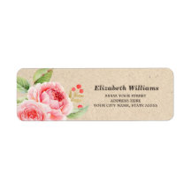 floral | Kraft Paper Wedding Rücksendeadressen-Auf