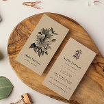 Floral Kraft | Vertikal Visitenkarte<br><div class="desc">Das einzigartige braune Kraftpapier-Visitenkartendesign zeichnet sich durch eine illustrierte Vintage Orchideen-Blume aus, in der Ihr Name, Ihr Titel oder Ihr Firmenname unten angezeigt werden. Fügen Sie Ihre vollständigen Kontaktdaten auf der Rückseite in passender schwarzer Schrift hinzu. Diese einzigartigen vertikalen Visitenkarten sind eine schicke Wahl für Floristen, Blumenhändler, Veranstaltungsplaner und viele...</div>