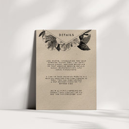 Floral Kraft Wedding Guest Details Begleitkarte