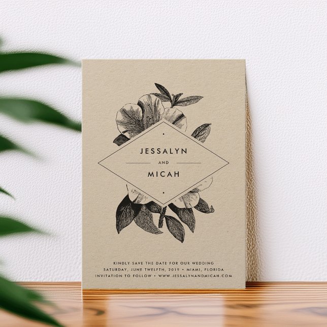 Floral Kraft Wedding Save The Date (Von Creator hochgeladen)