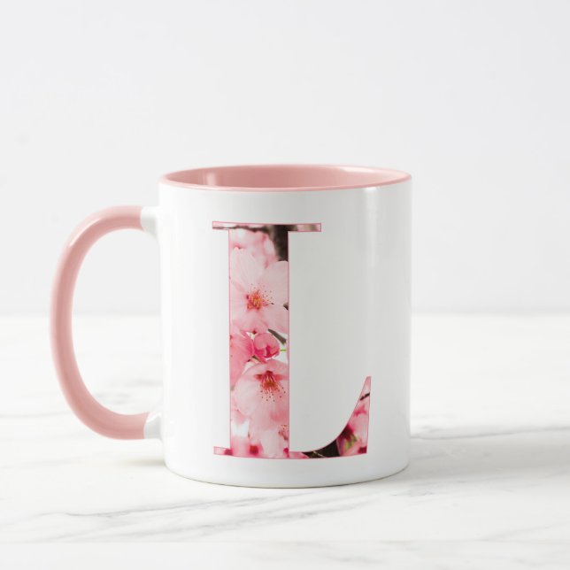 Floral L Initial Mug | Personalized Name & Traits Tasse (Links)