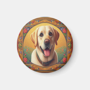 Floral Labrador Retriever Hund farbenfrohe Grenze Magnet