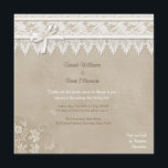Floral Lace Butterfly Wedding Einladung<br><div class="desc">Schöne, neutrale Elfenbein-Creme-Spitze über weichem Taupe-Hintergrund mit Blume und Schmetterlinge Eckakzent. Imitate texturierten Hintergrund. Die Kartenrückseite hat ein koordinierendes Design. Passen Sie diese Hochzeitseinladung mit den Namen der Braut und des Bräutigams, der Uhrzeit, dem Datum, der Kartenvorderseite an, und fügen Sie dann Ihre Empfang-Informationen und den UAWG auf der Rückseite...</div>