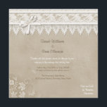 Floral Lace Butterfly Wedding Einladung<br><div class="desc">Schöne, neutrale Elfenbein-Creme-Spitze über weichem Taupe-Hintergrund mit Blume und Schmetterlinge Eckakzent. Imitate texturierten Hintergrund. Die Kartenrückseite hat ein koordinierendes Design. Passen Sie diese Hochzeitseinladung mit den Namen der Braut und des Bräutigams, der Uhrzeit, dem Datum, der Kartenvorderseite an, und fügen Sie dann Ihre Empfang-Informationen und den UAWG auf der Rückseite...</div>