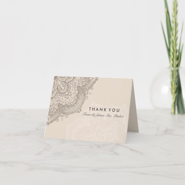 Floral Lace | Cream Dankeschön-Karte Dankeskarte (Vorderseite)