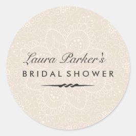 Floral Lace | Creme-Brautparty-Aufkleber Runder Aufkleber