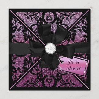 Floral Lace Einladung mit Diamond Bow