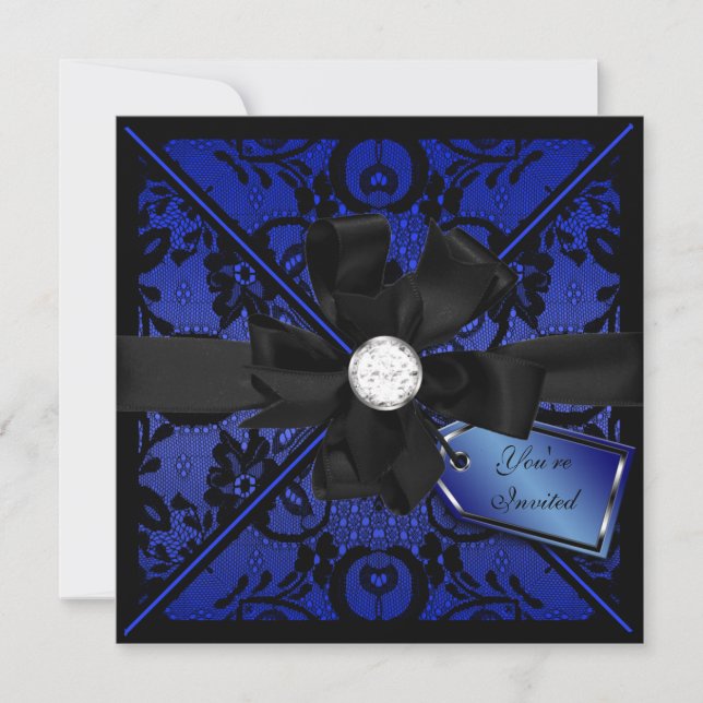 Floral Lace Einladung mit Diamond Bow (Vorderseite)