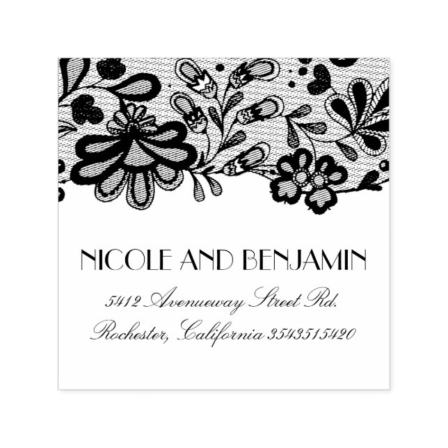 Floral Lace Elegante Wedding Permastempel (Design)