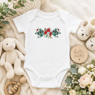 Floral Lady Bug Design Baby Bodysuit Strampler