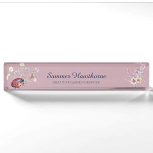 Floral Ladybug Botanische Hütte Mauve Pink Namensplakette