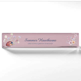 Floral Ladybug Botanische Hütte Mauve Pink Namensplakette
