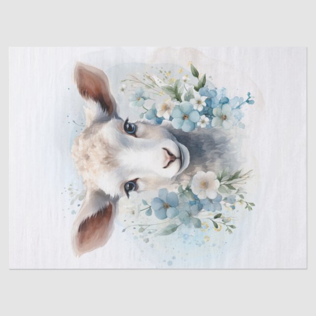 Floral Lamm Sheep Watercolor Seidenpapier (Vorderseite)