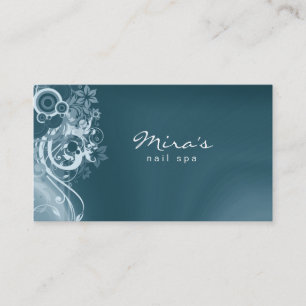 Floral Landscaping Business Card Retro Aquamarin B Visitenkarte