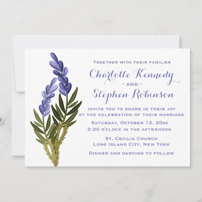 Floral Lavender Blume Lila Hochzeitseinladung Einladung (Vorderseite)