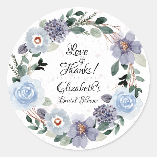 Floral Lavender Brautparty Runder Aufkleber (Vorderseite)