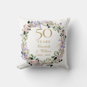 Floral Lavender Garland 50 Jahre Foto Kissen