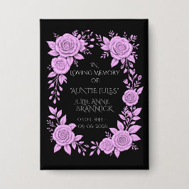 FLORAL LAVENDER. IN LOVING MEMORY KEEPSAKE, BUTTON