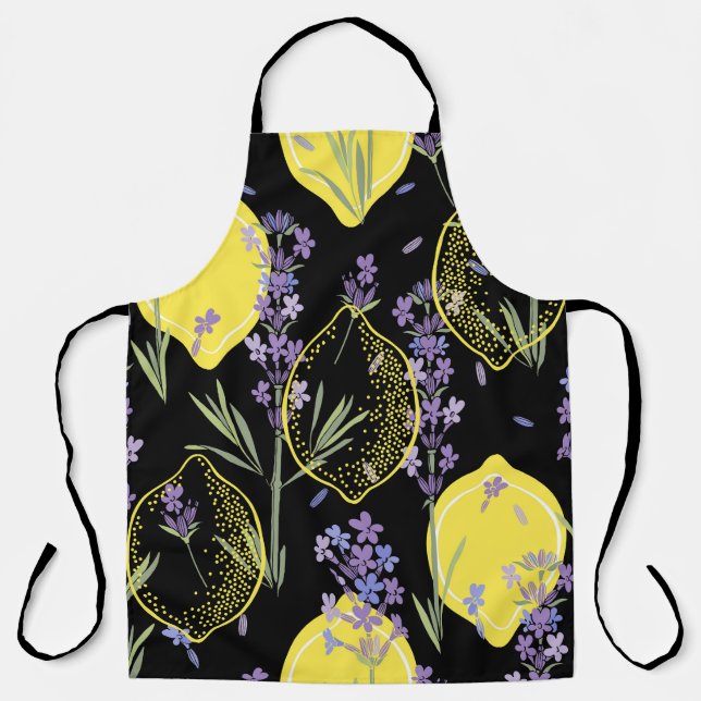 Floral Lavender Lemons Vintag Illustration Schürze (Vorderseite)