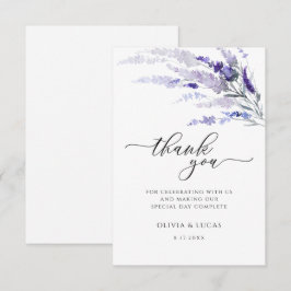 Floral Lavender Lilac Botanische Wildblume Hochzei Dankeskarte