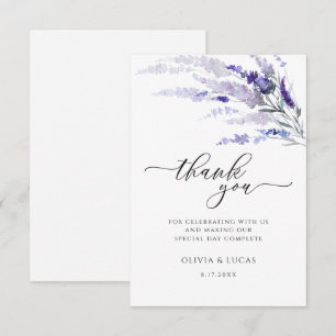 Floral Lavender Lilac Botanische Wildblume Hochzei Dankeskarte