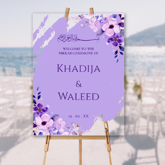 Floral Lavender Lilac Muslim Nikkah Begrüßungszeic Acrylschild