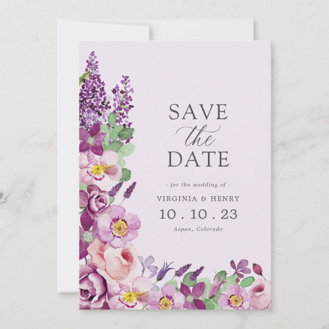 Floral Lavender Save the Date (Vorderseite)