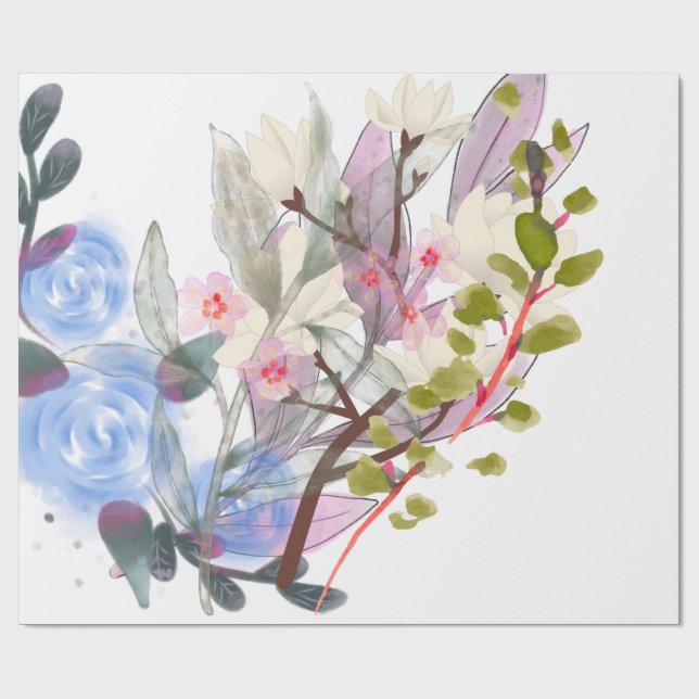 Floral Leaves Art – Elegant Flowers and Botanical Geschenkpapier (Flach)