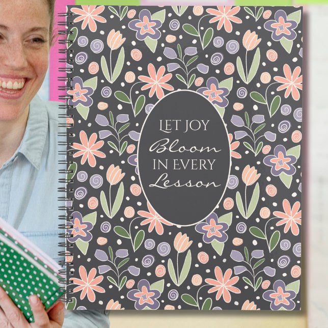 Floral Lehrerplaner - Let Joy Bloom Design Planer (Floral Teacher Planner – Inspirational “Let Joy Bloom in Every Lesson” Design)