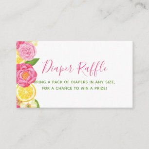 Floral Lemon Baby Showdiaper Raffel Ticket Begleitkarte