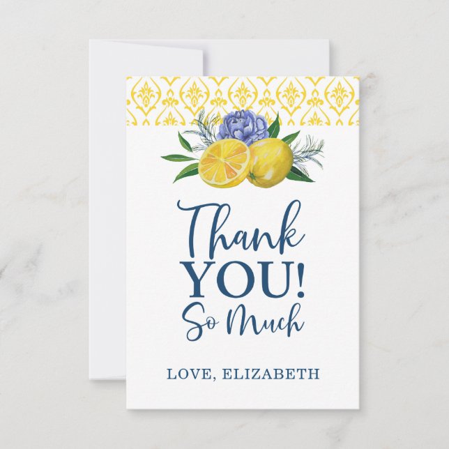 Floral Lemon Brautparty Vielen Dank Dankeskarte (Vorderseite)