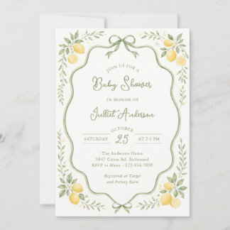 Floral Lemon Citrus Baby Shower Einladung