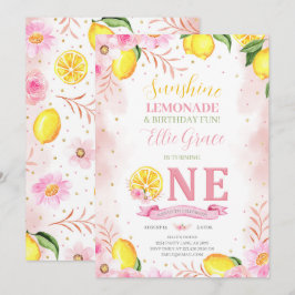 Floral Lemonade 1. Geburtstag Einladung
