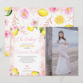 Floral Lemonade Baby Dusche Foto Einladung