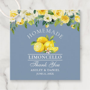 Floral Lemons Dusty Blue Limoncello Wedding Geschenkanhänger