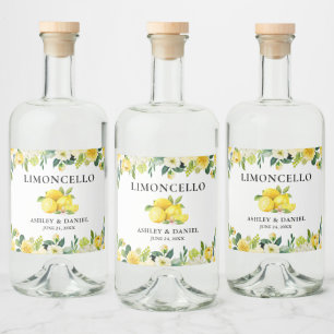 Floral Lemons Limoncello Mariage Étiquette bouteil