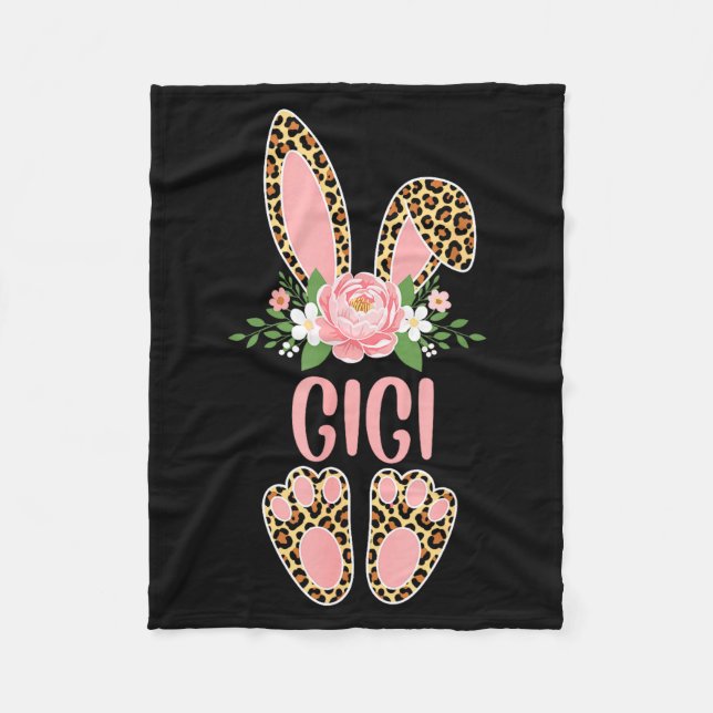 Floral leopard gigi bunny happy easter spring Flor Fleecedecke (Vorderseite)