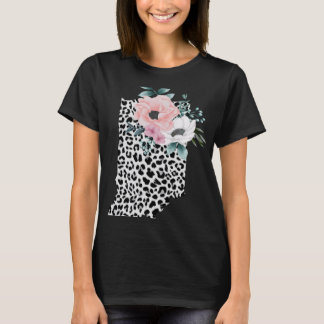 Floral Leopard Indiana Patriotic Frauenmädchen T-Shirt