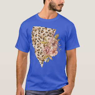 Floral Leopard Nevada Staat Karte Las Vegas T-Shirt
