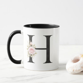 Floral Letter H Monogram | Elegant Initial H Logo Tasse