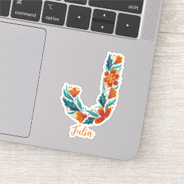 Floral Letter J Custom Cut Vinyl Aufkleber