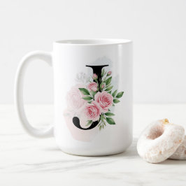 Floral Letter J - Soft Pastell Monogramm Kaffeetasse