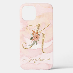 Floral Letter K Gold Script Monogramm Farbe Case-Mate iPhone Hülle