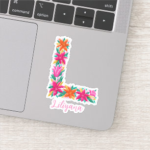 Floral Letter L Custom Cut Vinyl Aufkleber