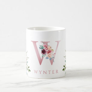Floral Letter W Tasse des Kaffees