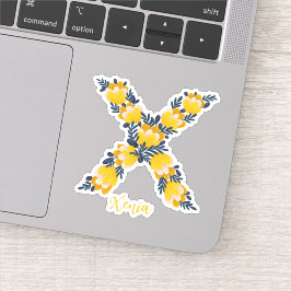 Floral Letter X kundenspezifische Vinyl-Aufkleber Aufkleber