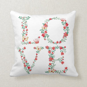 Floral LIEBE Letters Valentine Kissen