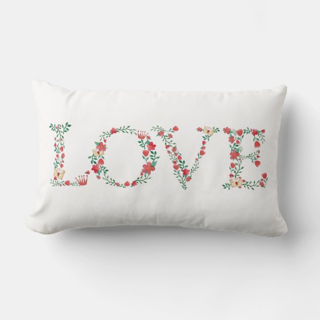 Floral LIEBE Letters Valentine Lendenkissen (Vorderseite)