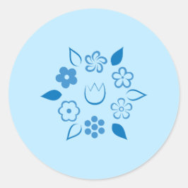 Floral Light Blue Berry Spring Blume Runder Aufkleber